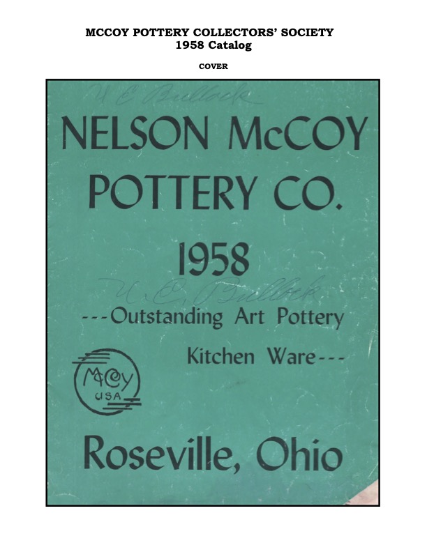 1958 Catalog McCoy Pottery Collectors Society McCoy Pottery